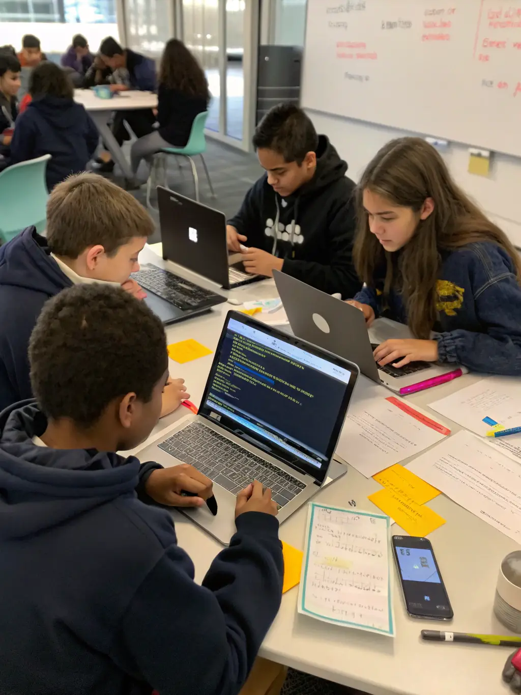 A dynamic image of a hands-on workshop session at the Annual Technology Conference, with participants actively engaged in coding, designing, or problem-solving activities.